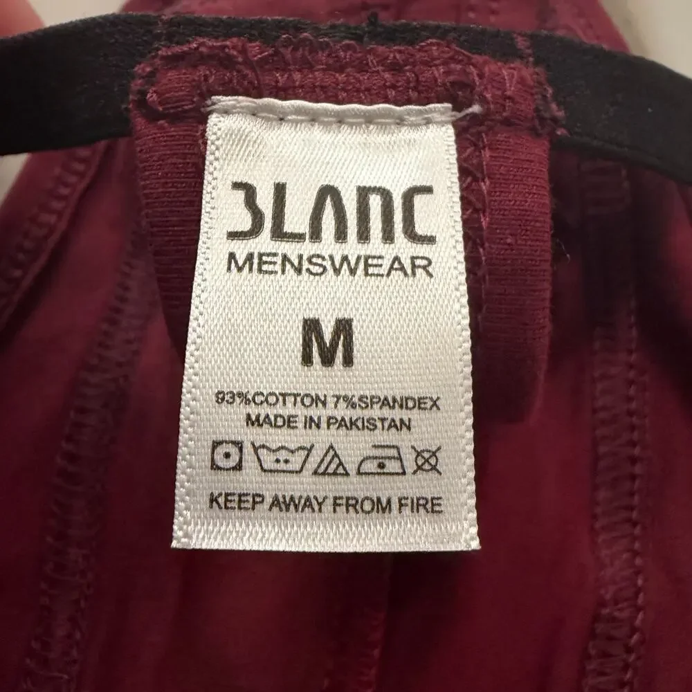NEW Blanc Menswear Cotton BL010 Bruge T-String Thong Color Burgundy Red Medium